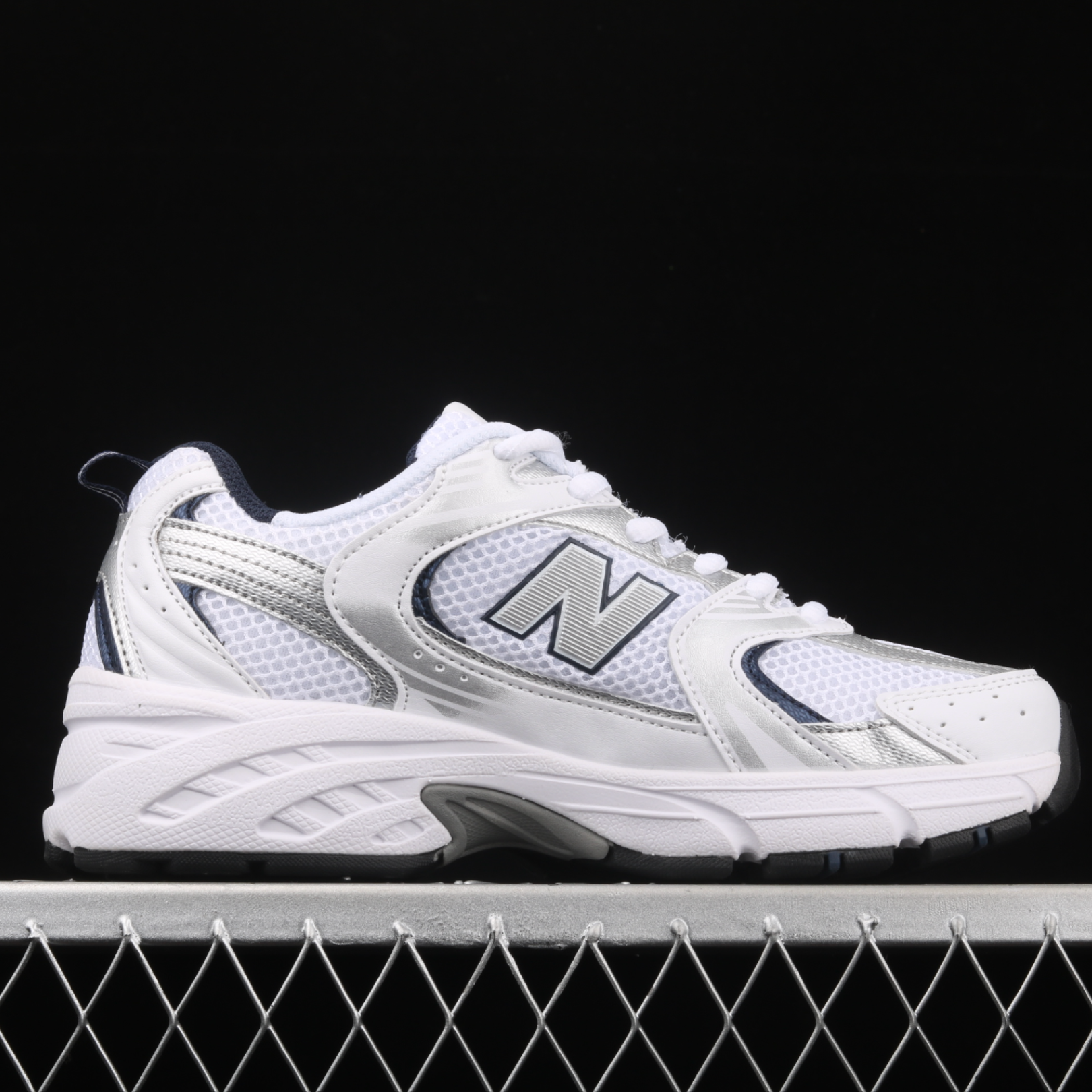 New Balance White/Dark Blue