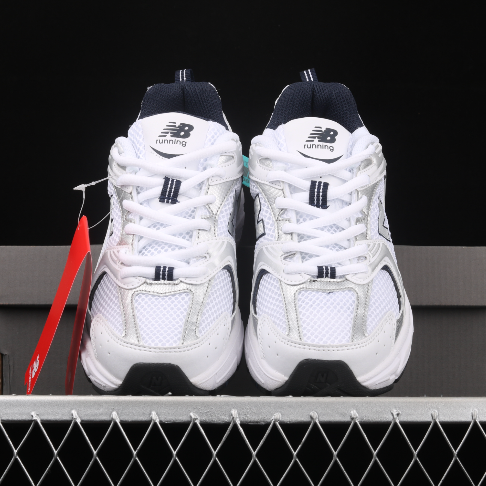 New Balance White/Dark Blue
