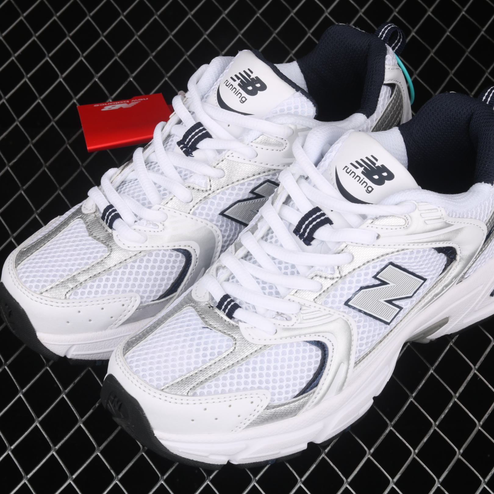 New Balance White/Dark Blue
